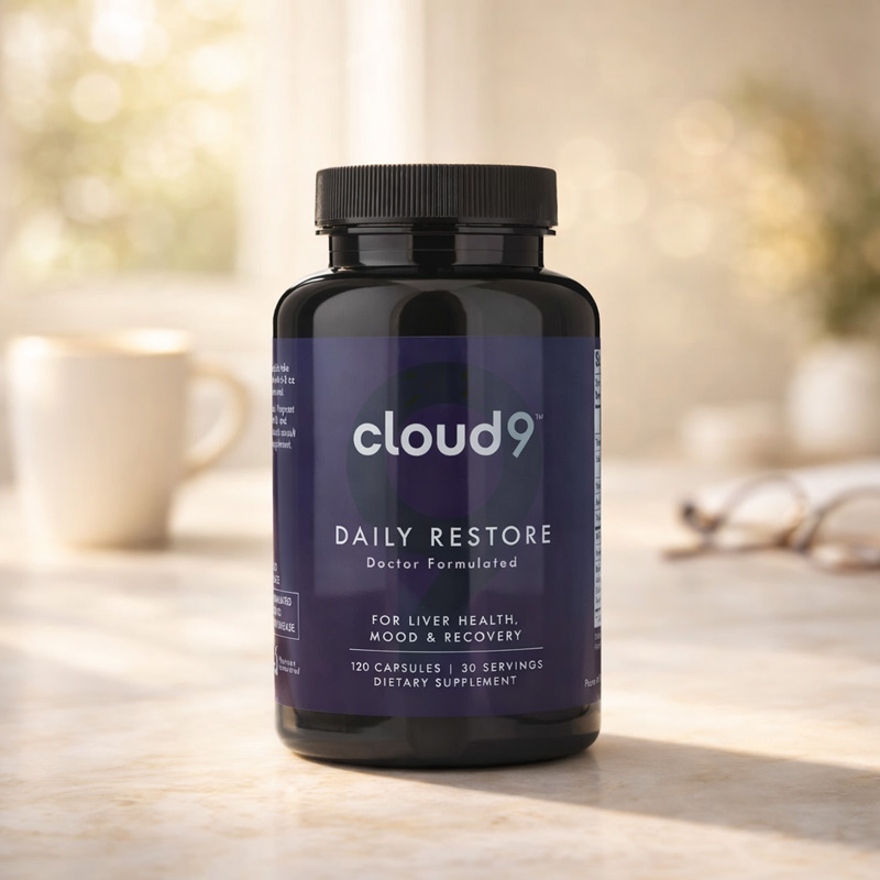 Daily Restore supplement bottle by Cloud9